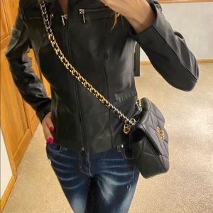 Real leather jacket in black